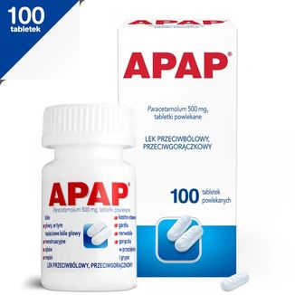 Apap 500 mg, 100 tabletek powlekanych - 3 - zdjęcie produktu