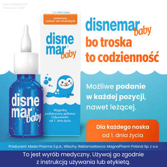 Disnemar Baby, izotoniczny roztwór soli mineralnych do nosa, 25 ml - 3 - zdjęcie produktu