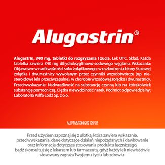 Alugastrin 340 mg, smak miętowy, 20 tabletek do rozgryzania i żucia - 7 - zdjęcie produktu