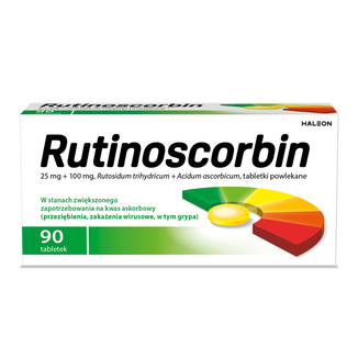 Rutinoscorbin 25 mg + 100 mg, 90 tabletek powlekanych - zdjęcie produktu