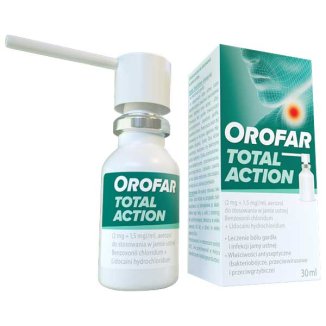 Orofar Total Action (2 mg + 1,5 mg)/ml, aerozol do stosowania w jamie ustnej, 30 ml - zdjęcie produktu