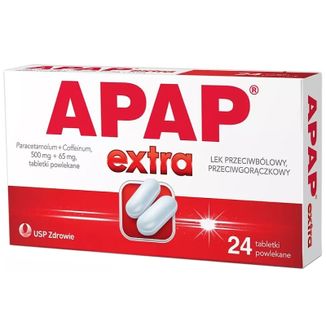 Apap Extra 500 mg + 65 mg, 24 tabletki powlekane USZKODZONE OPAKOWANIE - zdjęcie produktu