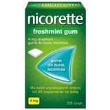 Nicorette Freshmint Gum 4 mg, guma do żucia, lecznicza, 105 sztuk - miniaturka zdjęcia produktu