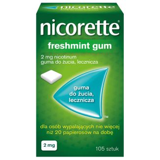 Nicorette FreshMint Gum 2 mg, guma do żucia, lecznicza, 105 sztuk USZKODZONE OPAKOWANIE - zdjęcie produktu