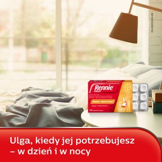 Rennie Fruit 680 mg + 80 mg, smak owocowy, 24 tabletki do ssania USZKODZONE OPAKOWANIE - 8 Rennie Fruit 680 mg + 80 mg, smak owocowy, 24 tabletki do ssania USZKODZONE OPAKOWANIE - 8 - zdjęcie produktu