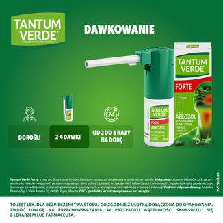 Tantum Verde Forte 3 mg/ ml, aerozol do stosowania w jamie ustnej i gardle, 15 ml - 5 - zdjęcie produktu