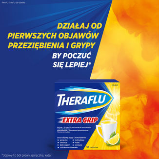 Theraflu Extra Grip 650 mg + 10 mg + 20 mg, proszek do sporządzania roztworu doustnego, 10 saszetek - 7 Theraflu Extra Grip 650 mg + 10 mg + 20 mg, proszek do sporządzania roztworu doustnego, 10 saszetek - 7 - zdjęcie produktu