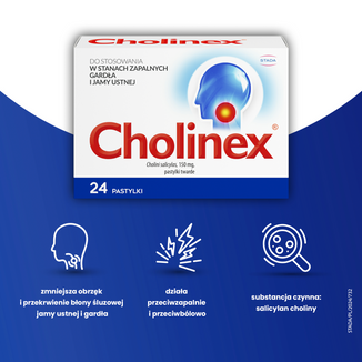 Cholinex 150 mg, 24 pastylek do ssania - 4 - zdjęcie produktu