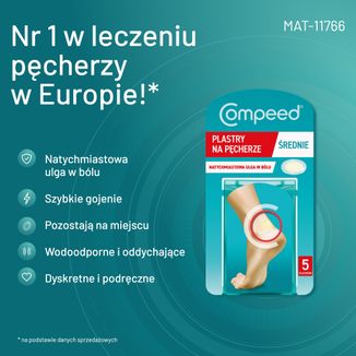 Compeed, plastry na pęcherze, hydrokoloidowe, średnie, 5 sztuk - 4 - zdjęcie produktu