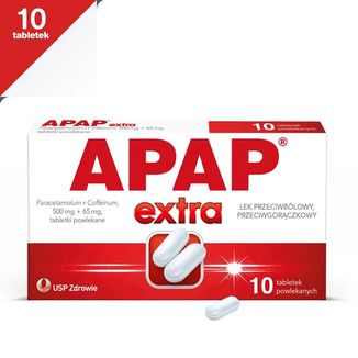 Apap Extra 500 mg + 65 mg, 10 tabletek powlekanych - 2 - zdjęcie produktu