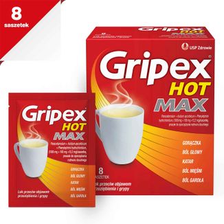 Gripex Hot Max 1000 mg + 100 mg + 12,2 mg, 8 saszetek - 2 - zdjęcie produktu