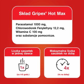 Gripex Hot Max 1000 mg + 100 mg + 12,2 mg, 8 saszetek - 5 - zdjęcie produktu