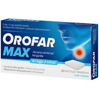 Orofar Max 2 mg + 1 mg, smak miętowy, 30 pastylek twardych - zdjęcie produktu