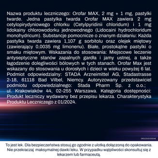 Orofar Max 2 mg + 1 mg, smak miętowy, 30 pastylek twardych - 10 - zdjęcie produktu