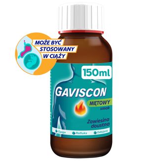 Gaviscon o smaku mięty (500 mg + 267 mg + 160 mg)/ 10 ml, zawiesina doustna, 150 ml - 2 Gaviscon o smaku mięty (500 mg + 267 mg + 160 mg)/ 10 ml, zawiesina doustna, 150 ml - 2 - zdjęcie produktu