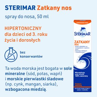 Sterimar Zatkany Nos, spray hipertoniczny do nosa wzbogacony miedzią, 50 ml USZKODZONE OPAKOWANIE - 2 Sterimar Zatkany Nos, spray hipertoniczny do nosa wzbogacony miedzią, 50 ml USZKODZONE OPAKOWANIE - 2 - zdjęcie produktu