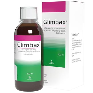 Glimbax 0,74 mg/ ml, roztwór do płukania jamy ustnej i gardła, 200 ml - zdjęcie produktu