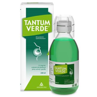 Tantum Verde 1,5 mg/ ml, roztwór do płukania jamy ustnej i gardła, 240 ml - zdjęcie produktu