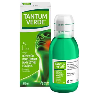 Tantum Verde 1,5 mg/ ml, roztwór do płukania jamy ustnej i gardła, 240 ml - 2 - zdjęcie produktu