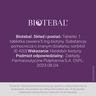Biotebal 5 mg, 30 tabletek KRÓTKA DATA - 6 - zdjęcie produktu