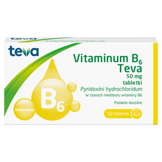 Vitaminum B6 Teva 50 mg, 50 tabletek USZKODZONE OPAKOWANIE - zdjęcie produktu