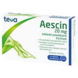 Aescin 20 mg, 30 tabletek powlekanych - miniaturka zdjęcia produktu