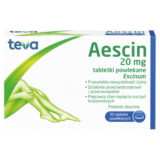 Aescin 20 mg, 30 tabletek powlekanych - 2 - zdjęcie produktu