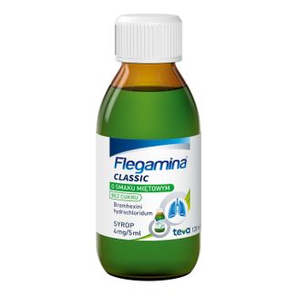 Flegamina Classic o smaku miętowym bez cukru 4 mg/ 5 ml, syrop, 120 ml - 2 - zdjęcie produktu