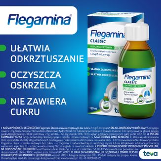 Flegamina Classic o smaku miętowym bez cukru 4 mg/ 5 ml, syrop, 120 ml - 5 - zdjęcie produktu
