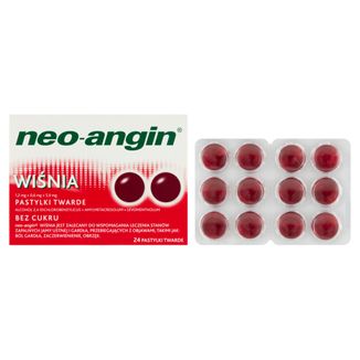Neo-Angin Wiśnia 1,2 mg + 0,6 mg + 5,9 mg, 24 pastylki twarde - 2 - zdjęcie produktu