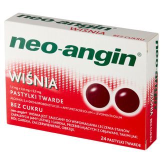 Neo-Angin Wiśnia 1,2 mg + 0,6 mg + 5,9 mg, 24 pastylki twarde - 3 - zdjęcie produktu