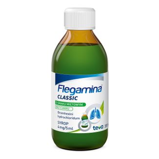 Flegamina Classic o smaku miętowym bez cukru 4 mg/ 5 ml, syrop, 200 ml - 2 - zdjęcie produktu