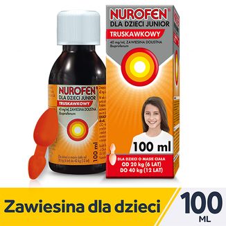 Nurofen dla dzieci Junior truskawkowy 40 mg/ ml, zawiesina doustna, od 6 do 12 lat, 100 ml - 2 - zdjęcie produktu