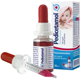 Pedicetamol 100 mg/ ml, roztwór doustny dla dzieci i niemowląt od urodzenia, 30 ml - zdjęcie produktu