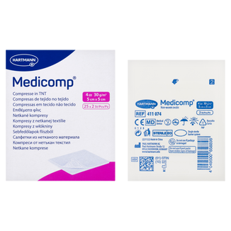 Medicomp, kompresy jałowe, włókninowe, 4-warstwowe, 30 g/m2, 5 cm x 5 cm, 50 sztuk - 2 - zdjęcie produktu