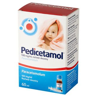 Pedicetamol 100 mg/ ml, roztwór doustny dla dzieci i niemowląt od urodzenia, 60 ml KRÓTKA DATA - zdjęcie produktu