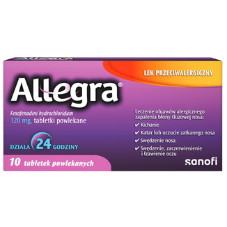 Allegra 120 mg, 10 tabletek powlekanych KRÓTKA DATA - zdjęcie produktu