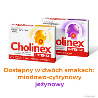 Cholinex Intense 2,5 mg + 1,2 mg, smak miodowo-cytrynowy, 20 pastylek twardych do ssania - 9 - zdjęcie produktu
