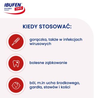 Ibufen dla dzieci Forte o smaku truskawkowym 200 mg/ 5 ml, zawiesina doustna od 3 miesiąca, 100 ml - 3 - zdjęcie produktu
