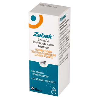 Zabak 0,25 mg/ml, krople do oczu, roztwór, 5 ml KRÓTKA DATA - zdjęcie produktu