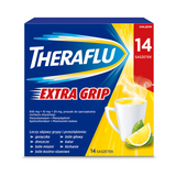 Theraflu Extra Grip 650 mg + 10 mg + 20 mg, proszek do sporządzania roztworu doustnego, 14 saszetek USZKODZONE OPAKOWANIE - miniaturka zdjęcia produktu