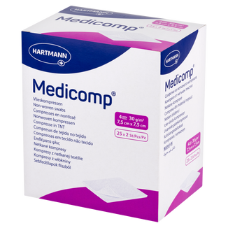 Medicomp, kompresy jałowe, włókninowe, 4-warstwowe, 30 g/m2, 7,5 cm x 7,5 cm, 50 sztuk USZKODZONE OPAKOWANIE - 3 - zdjęcie produktu