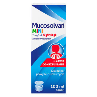 Mucosolvan Mini 15 mg/5 ml, syrop dla dzieci powyżej 1 roku, smak owoców leśnych, 100 ml - zdjęcie produktu