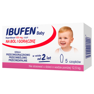 Ibufen Baby 125 mg, czopki od 2 lat, 5 sztuk - 2 Ibufen Baby 125 mg, czopki od 2 lat, 5 sztuk - 2 - zdjęcie produktu