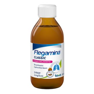 Flegamina Classic o smaku malinowym 4 mg/ 5 ml, syrop, 200 ml - 2 Flegamina Classic o smaku malinowym 4 mg/ 5 ml, syrop, 200 ml - 2 - zdjęcie produktu