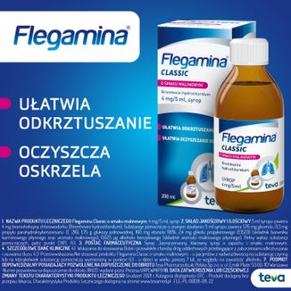 Flegamina Classic o smaku malinowym 4 mg/ 5 ml, syrop, 200 ml - 5 Flegamina Classic o smaku malinowym 4 mg/ 5 ml, syrop, 200 ml - 5 - zdjęcie produktu