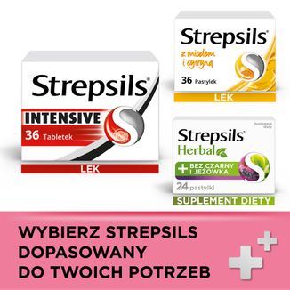 Strepsils Junior 1,2 mg + 0,6 mg, bez cukru, smak truskawkowy, 24 pastylki do ssania - 12 - zdjęcie produktu
