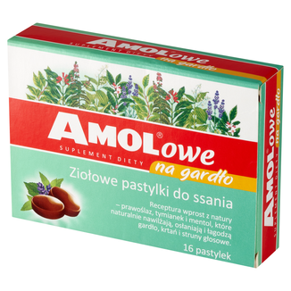 AMOLowe na Gardło, ziołowe pastylki do ssania, 16 sztuk - zdjęcie produktu