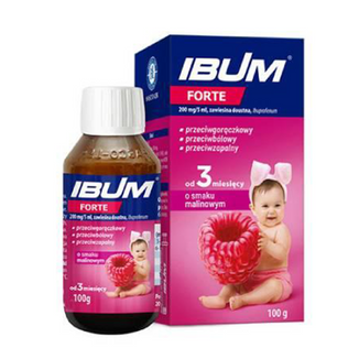 Ibum Forte 200 mg/ 5 ml, zawiesina doustna dla dzieci od 3 miesiąca, smak malinowy, 100 g - 2 - zdjęcie produktu