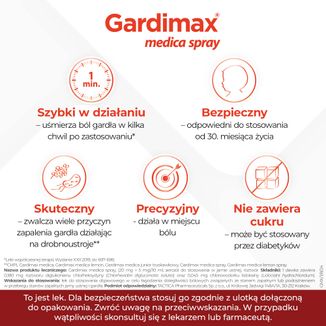 Gardimax Medica Spray (20 mg + 5 mg)/10 ml, aerozol do stosowania w jamie ustnej, 30 ml - 3 - zdjęcie produktu